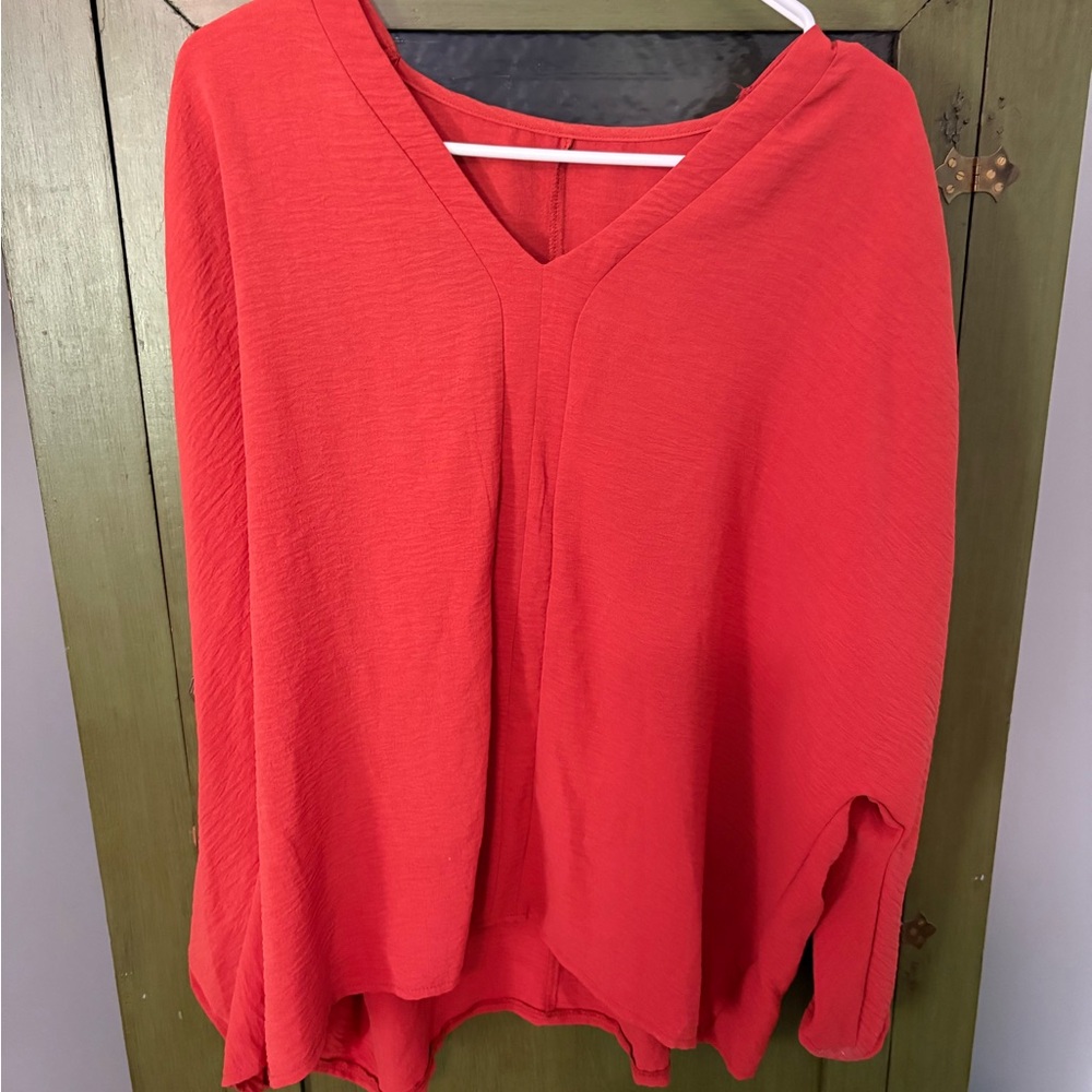 SHEIN Burnt Orange V-Neck Top